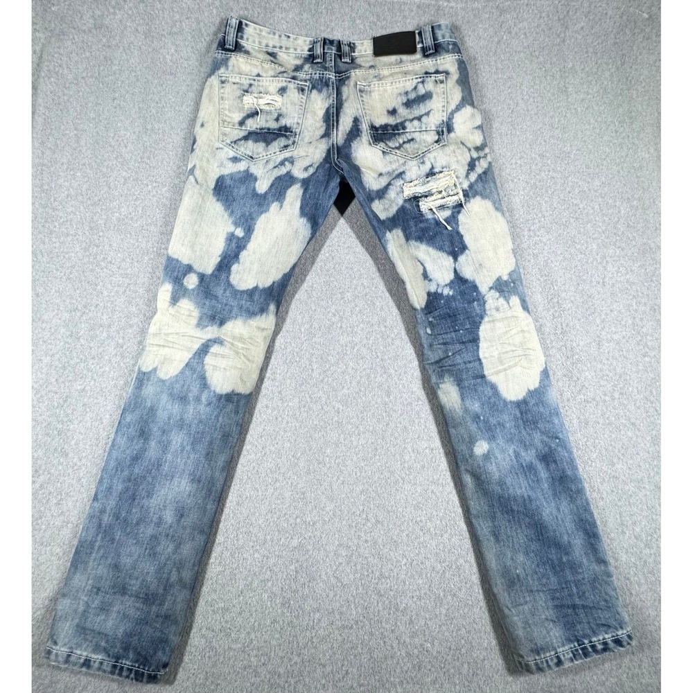 Smoke Rise Men Slim Tapered Fit‎ Jeans Men's 38x32 Denim Distressed Blue